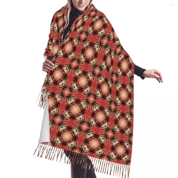 Bufandas Patrón multicolor en el estilo árabe Bufanda Wrap para mujeres Largo Invierno Cálido Borla Mantón Moda Lujo Versátil