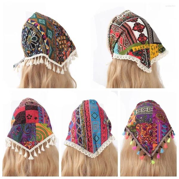 Bufandas multicolor tótem encaje triangular accesorios para el cabello de estilo étnico turban turban dadups Props Women Girls Band Cosplay