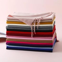 Schals Mehrere einfarbige Kaschmirimitationen für Damen, einfarbig, verdickt, warmer Schal, Schal, Geschenk, Rot
