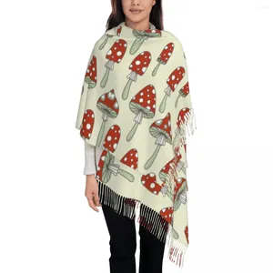 Foulards motif champignon châles rouges enveloppes pour dames chaud grande écharpe douce dessin animé foulard châle