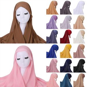 Foulards musique écharpe en tricot tête musulmane couleur unie longue en mousseline de soie pour la mode féminine