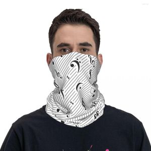 Sjaals Muzieknoten Bandana Neck Gaiter Bedrukt Zwart-wit Masker Sjaal Multifunctionele Fietsen Outdoor Sprots Volwassen Ademend