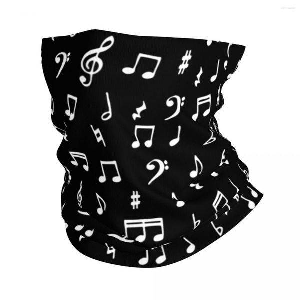 Bufandas de notas de música Patrón de pañuelo en blanco y negro Neck Gaiter Magia impresa Bufanda Tarmonía de caminata Unisex para adultos a prueba de viento