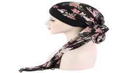 Sjaals moslim hijab turban hoed hoofdenschaal pretied lange staart chemo cap stretch bandanascarves4541247