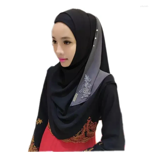 Foulards musulmans une pièce Patchwork Shayla Hijabs chapeaux Eid prière Turban châles chapeaux islamique Khimar arabe foulard