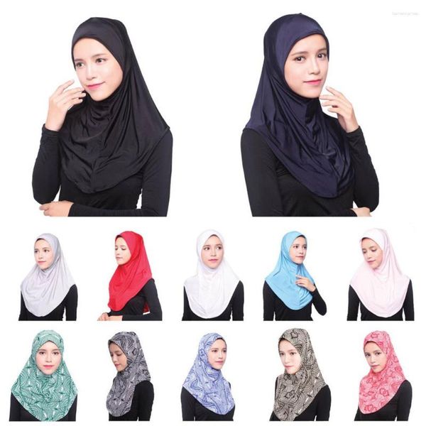 Bufandas Hijab interior para mujer musulmana, gorro para la cabeza, gorro islámico de cobertura completa, conjuntos de estilo Simple de Color puro, bufanda de seda