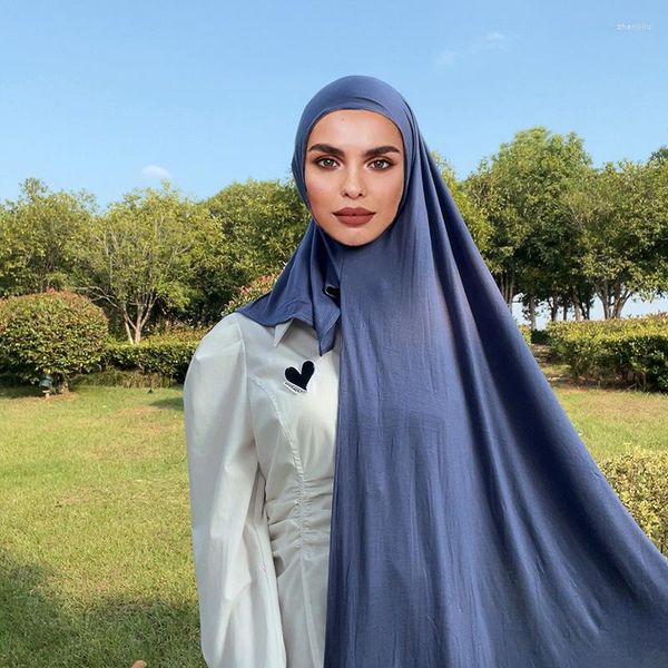 Foulards femmes musulmanes coton mercerisé grand Hijab avec menton partie châles islamiques de haute qualité enveloppes vendre foulard Ramadan prier chapeaux