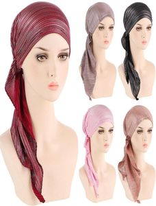 Bufandas Mujeres musulmanas Suave Estiramiento Turbante Sombrero Preatado Cabeza Bufanda Impreso Ladiess Algodón Cáncer Chemo Cap Interior Hijabs Acceso para el cabello 8345018