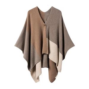 Écharpes MVLYFLRT 100% Pure laine châle femmes tricoté contraste écharpe automne et hiver chaud pull Cape mode version coréenne 231127