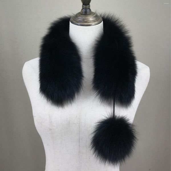 Bufandas Mini bufanda de piel natural con pompones 2023 Furry Classia Color blanco negro Cuello corto
