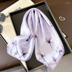 Sjaals natuurlijke echte zijden sjaal mode voor vrouwen pashmina bloem geprint foulard femme square head bandana lady hijab 2024