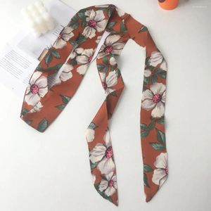 Sjaals Halsdoek Kleurrijke bloemenprint Imitatiezijde voor dames Luxe tasdecoratie Haaraccessoire met gladde stof Streamer