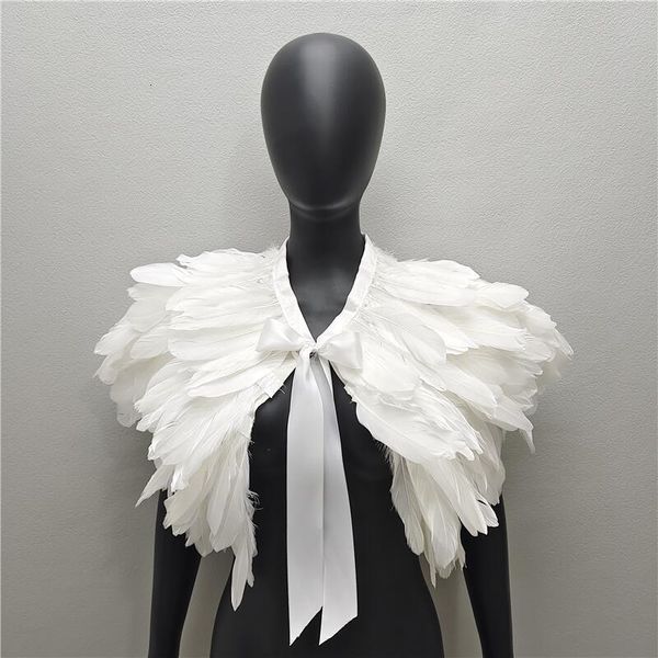 Bufandas Bufandas para el cuello Bufanda de mujer Mujeres Chales de estilo gótico Vestido de pavo Cabo Chal de piel de Halloween Chal de fiesta de bodas de plumas Cosplay 230922