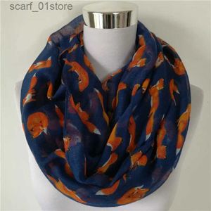 Foulards Nouvelle Mode Fox Infinity Écharpe Animal Écharpe Petit Renard Foulards en Écharpe Longue Renard en Tan Shls vente chaude Panda femmes foulard L231110