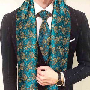 Sjaals nieuwe mode mannen sjaal groen jacquard paisley % zijden sjaal stropdas herfst winter casual zakelijk pak shirt sjaal set barry.wang t220919
