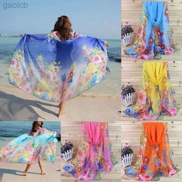 Bufandas New Hijab Shawl Head Wrap Ladies Chiffon Buff Beach Shawl Silk Buff Beach Sarong Scarf 240410