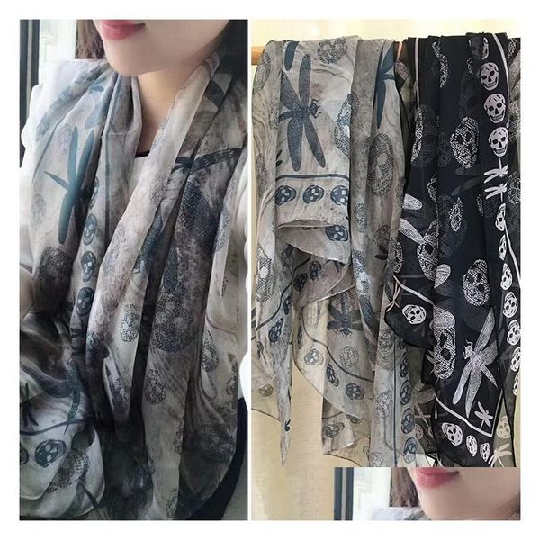 Foulards New Lady Sunshade Libellule Skl Foulard en soie Longue serviette 100% mousseline de soie Super Drop Livraison Accessoires de mode Chapeaux, Foulards Gant DHJ5C