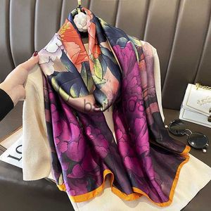 Foulards Nouvelle Soie Printemps Automne Dames Écharpe De Luxe Conception Imprimer Dames Beh Châle Écharpe De Mode Lisse Carré Écharpe Femmes Turban J230801