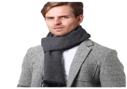 Écharpes Nouveau hiver cachemire écharpe hommes affaires couleur unie Pashmina automne laine écharpes et enveloppes mâle de haute qualité garder au chaud L2206724869