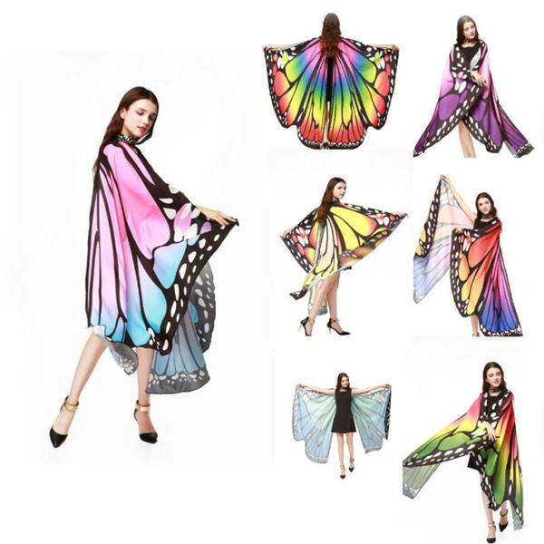 Bufandas Novedad 7 colores Bufanda de mujer Pashmina Ala de mariposa Capa Pavo real Mantón Wrap Tippet Regalos Cute Wings Print