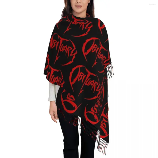 Foulards nécrologiques Death Metal apportent l'écharpe de bruit pour les femmes hiver Pashmina châles et enveloppement longue grande avec dames de gland