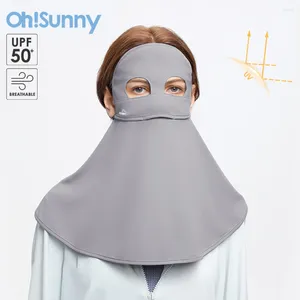 Echarpes OhSunny Sun Protection Écharpe Pour Femme Anti-UV UPF2000 Visage Cou Épaule Couverture Faciale Intégrée 2024 Masque Respirant D'été