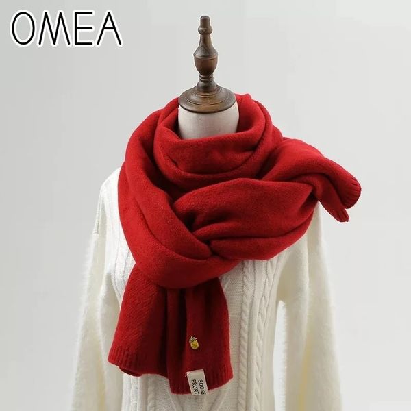 Écharpes OMEA pin couverture écharpe femmes solide cachemire écharpe hiver Pashmina tricoté noël enfants longue écharpe pour enfants écharpe 231204