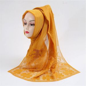 Foulards une pièce de haute qualité femmes musulman solide plaine en mousseline de soie Hijabs longue Georgette écharpe châles islamique chapeaux enveloppes