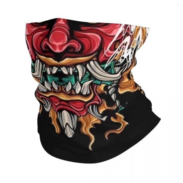 Bufandas Oni Máscara Cultura japonesa Arte Bandana Cuello Polaina Impreso Samurai Wrap Bufanda Sombreros cálidos Ciclismo para hombres Mujeres Adultos