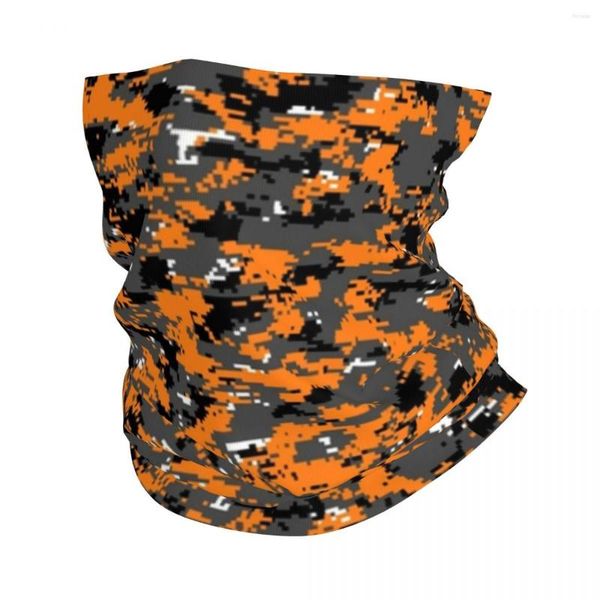 Bufandas naranja camuflaje Bandana cuello polaina estampado camuflaje militar envoltura bufanda diadema correr para hombres mujeres adultos toda la temporada