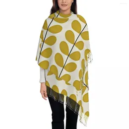 Bufandas Orla Kiely Britain Chales Envolturas para mujeres Cálido Bufanda suave larga Hoja Tallo lineal Pashmina Mantón