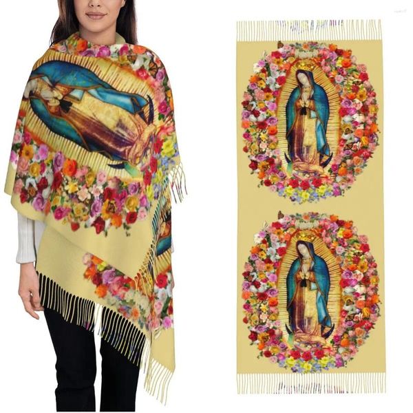 Écharpes Notre-Dame de Guadalupe Écharpe de la Vierge Marie mexicaine pour femmes Automne Hiver Châles et Wrap Grand Châle Dames