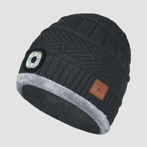 Bufandas Gorro para auriculares al aire libre Gorro cálido para invierno Conjunto de calentador de cuello Conjunto de punto Impermeable Recargable Alto brillo para acampar