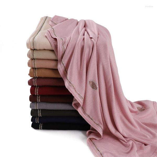 Foulards Ovale Collier Chaîne Coton Modal Jersey Hijab Châles Lady Haute Qualité Wrap Plage Été Bufandas Ramadan Musulman Sjaal 170 70Cm