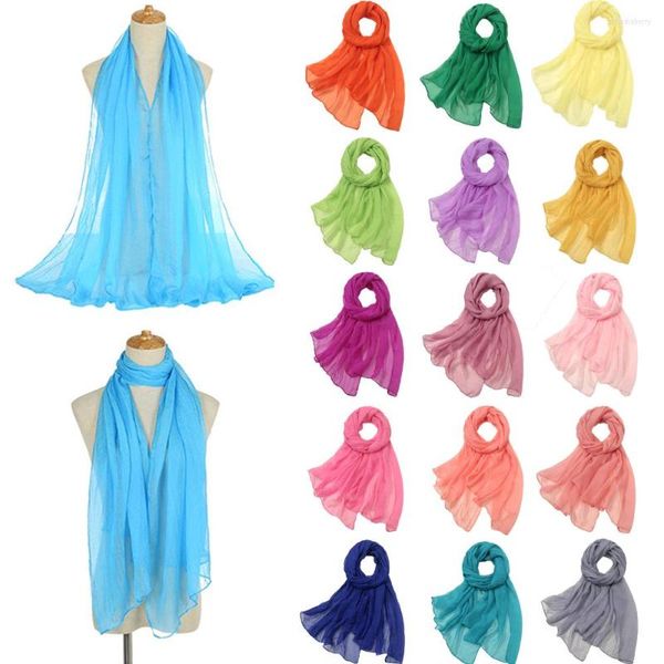 Bufandas Toalla de playa de gasa de verano de gran tamaño Bufanda de mujer de color sólido Capa de vacaciones Mantón largo de protección solar Foulard Bandana