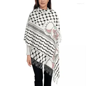 Écharpes palestiniennes Tatreez châles enveloppes femmes hiver longue écharpe douce Palestine Kufiya Keffiyeh motif châle réversible