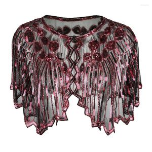 Foulards Fête Femmes Châle Soirée Cape Cape Tippet Vintage Wrap Art Déco Vêtements Accessoires Flapper Cover Up Brillant Paillettes Danse