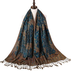 Sjaals pashmina zijden sjaal sjaal wrap paisley jacquard bloemen randen rave 2 lagen omkeerbare klassieke kwastjes voor vrouwen 70x180 cm 200g 230823