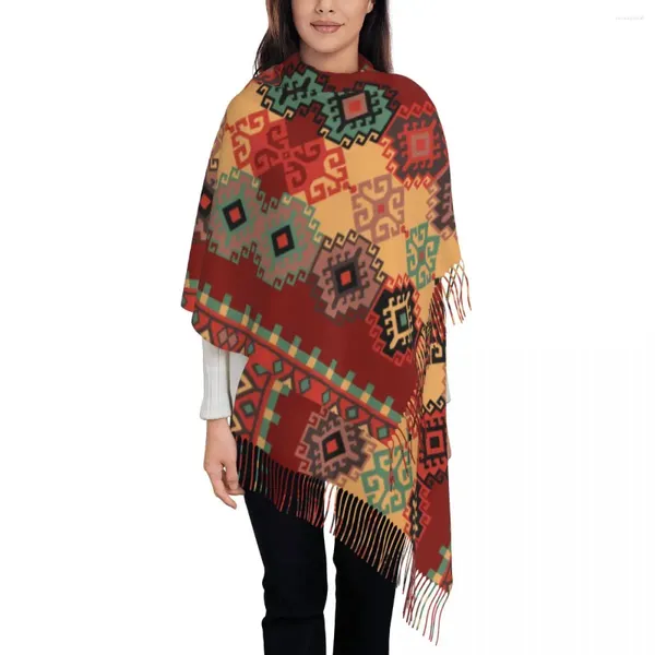 Bufandas patrón tribal étnico bufanda mujeres hombres moda invierno abrigo chal vintage bohemio turco kilim borla envolturas