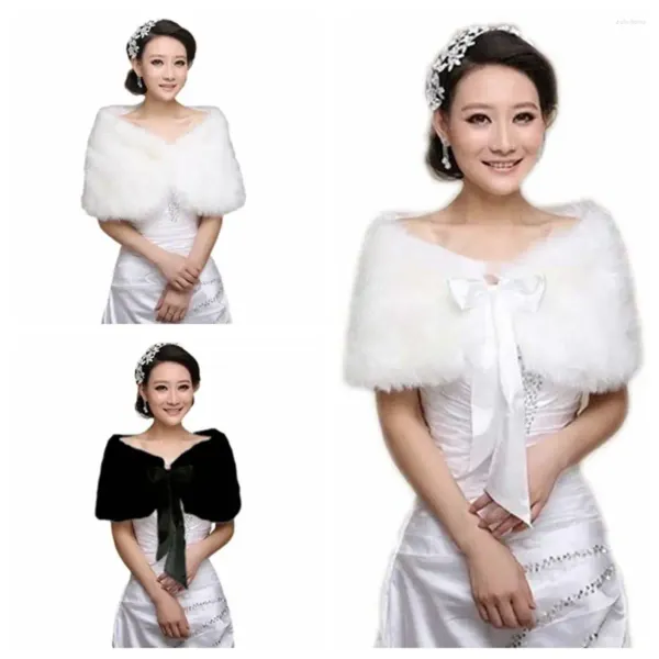 Foulards Perle En Peluche Bowknot Châle Doux Cape Style Coréen Fourrure Arc Ticken Chaud Crème Solaire Mariée Épaule Faux Col