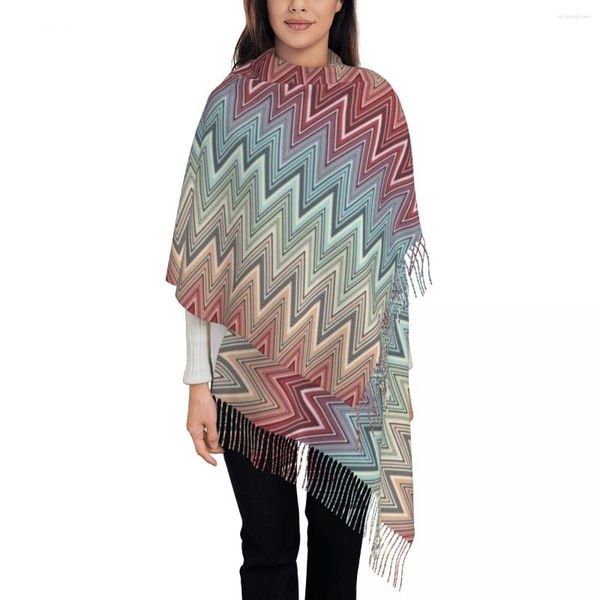 Bufandas Estampado personalizado Multicolor Chic Zigzag Bufanda Hombres Mujeres Invierno Cálido Boho Chal Wrap