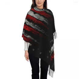 Bufandas Impresión personalizada Rojo Blanco Bandera americana Bufanda Mujeres Hombres Invierno Otoño Cálido Patriótico EE. UU. Chal Wrap