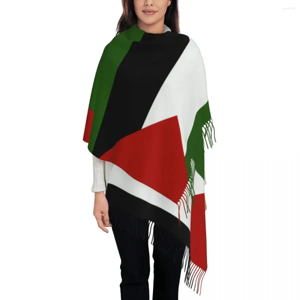 Bufandas Personalizadas Impreso Palestina Plag Pila Larga Fringe Hombres Bufanda Mujer Anti Chill