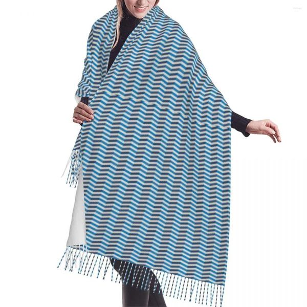 Foulards Personnalisé Imprimé Zigzag Motif Art Écharpe Femmes Hiver Chaud Mode Polyvalent Bohème Moderne Géométrique Châle Wrap