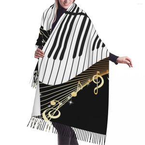 Foulards Notes de Musique de Piano Écharpe Hiver Long Grand Gland Enveloppant Doux Pashmina