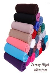 Écharpes pièces premium en coton jersey hijab foulard femmes châle solide châle extensible et bandeau musulman maxi hijabs setscarves shel28089162