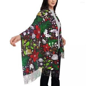 Sjaals dennenappels sjaal vintage kerstmis warme zachte sjaals en wraps met kwast dames y2k cool grote winter aangepaste bufanda