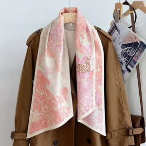 Sjaals Roze Merk Zijden Wollen Sjaal Hoofdband Winter Lange Pashmina Vrouw Luxe Deken Sjaal Hijaabs Kerstaccessoire