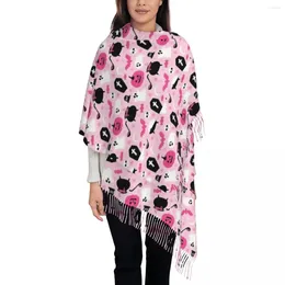 Foulards Écharpe effrayante de fantômes roses pour les femmes chaudes d'hiver Pashmina châles et enveloppement Halloween long châle usage quotidien