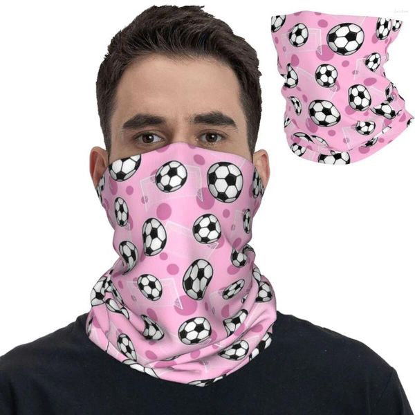 Bufanda Pink Soccer Ball Goal Bandana Neck Gaiter Impreso Fútbol Balaclavas Mascara Facatinera Bufanda Diadema de uso múltiple Montar unisex para adultos